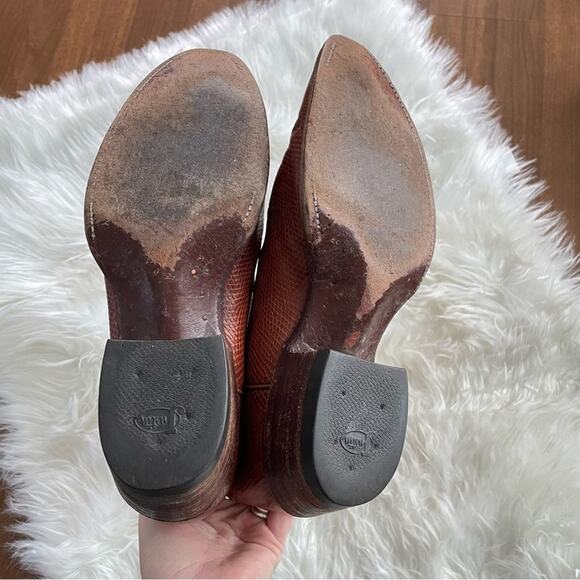 Justin Boots | Mens Lizard Leather Vintage Tall Pull-On Cowboy Boot Textured 9.5 - Picture 11 of 12